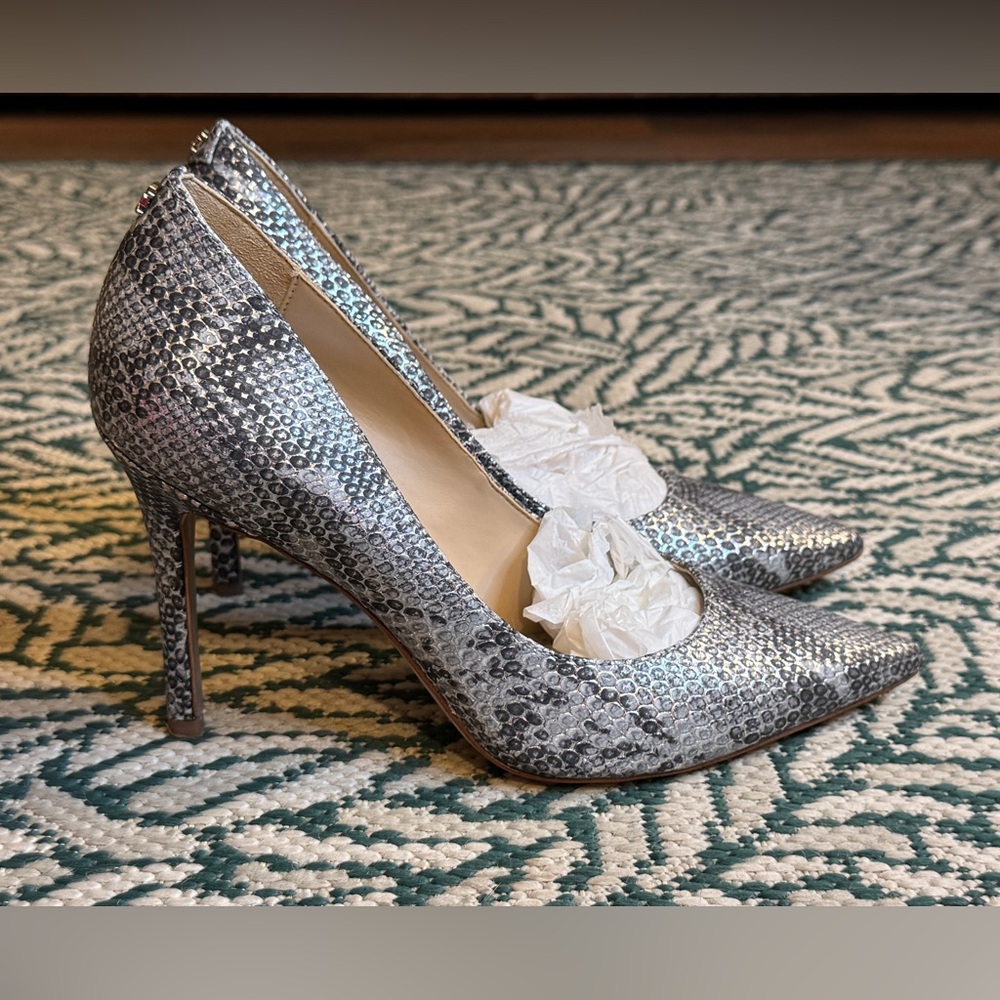 SAM EDELMAN - Silver Stilettos with Snake Print